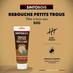 Pâte à Bois Pour Reboucher Imperfections Et Fissures 80g Blanc SINTO -Pas Cher DALEP Magasin 25461665 4