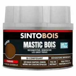 SINTO BOIS Mastic Reconstitue Et Rebouche Les Gros Trous 550 G | Teinte Pâte à Bois: Chêne - Chêne