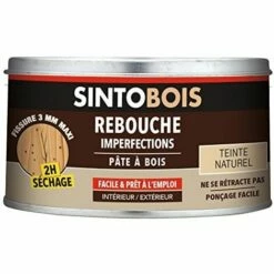 SINTO PÂTE À BOIS POUR REBOUCHER IMPERFECTIONS ET FISSURES NATUREL - 250G - SANS ODEUR - INTÉRIEUR ET EXTÉRIEUR 235900